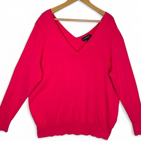 Lane Bryant Women's Long Sleeve V-Neck Sweater Size 18/20 Hot Pink Plus Size - Picture 8 of 8